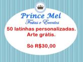50 latinhas personalizadas.